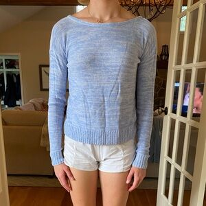 Sky Blue Sweater Top, Crossed Back